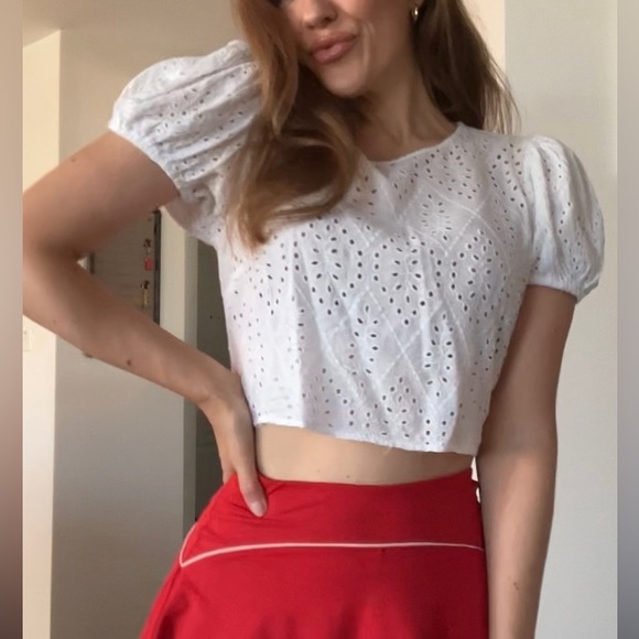 White Eyelet Puff Sleeve Top - Picture 15 of 16